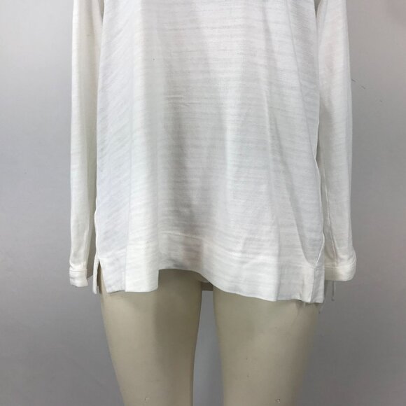 LOFT - WOMEN'S MEDIUM - WHITE LONG SLEEVE ROUND NECK CASUAL TOP SHIRT - Picture 3 of 7